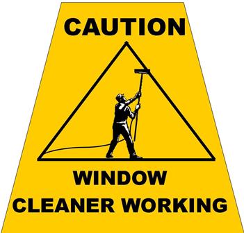 Sticker Caution Window Cleaner Working - picture 