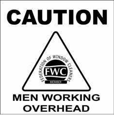Sticker Caution Men Working Overhead