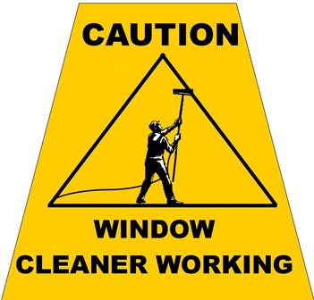Sticker Caution Window Cleaner Working - picture 